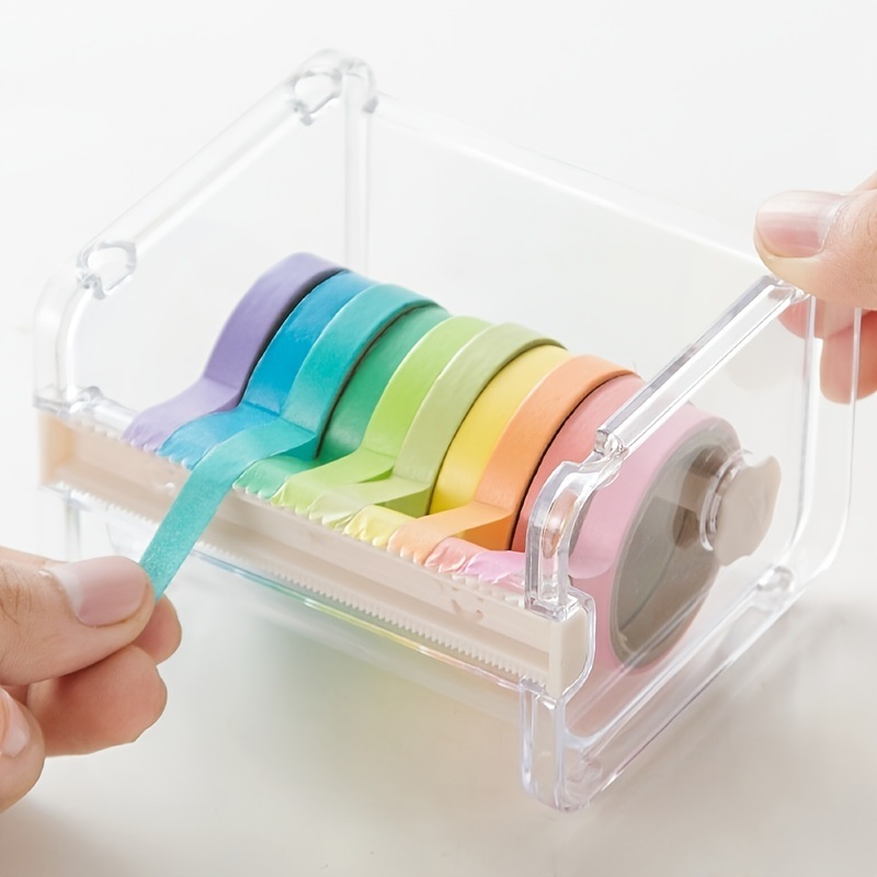 1pc Creative Washi Tape Cutter Box: Office Stationery Sorting and Storage Made Easy!