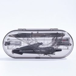 8pcs Deli Compass Ruler Set With Ruler Protractor Compass Eraser 0.7mm Lead Refills Mechanical Pencil Simple Multifunctional Portable Student Drawing Tool For School Office Black