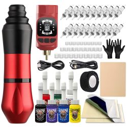 HAWINK Wireless Tattoo Machine Rotary Pen Kit 20pcs Tattoo Needles Cartridge Tattoo Grip Tape Wrap Makeup Art Tattooist Supply