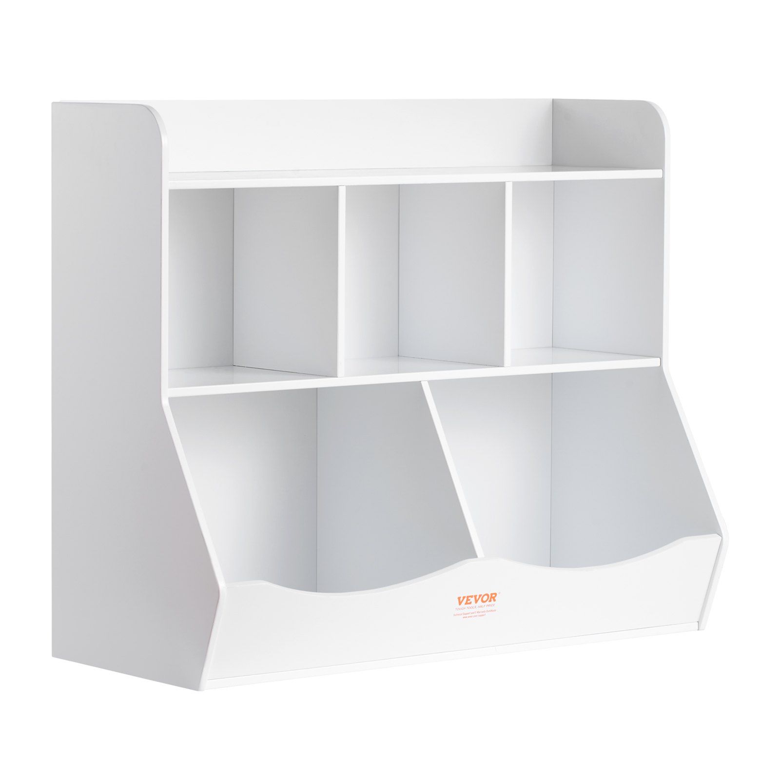 VEVOR Wood Kid Storage Cubby, Toy Storage Organizer with Bookshelf, 5-Cubby Wood Toy Storage Cabinet, Children Book Toy Shelf for Kids Room, Playroom, Kindergarten, Nursery, White